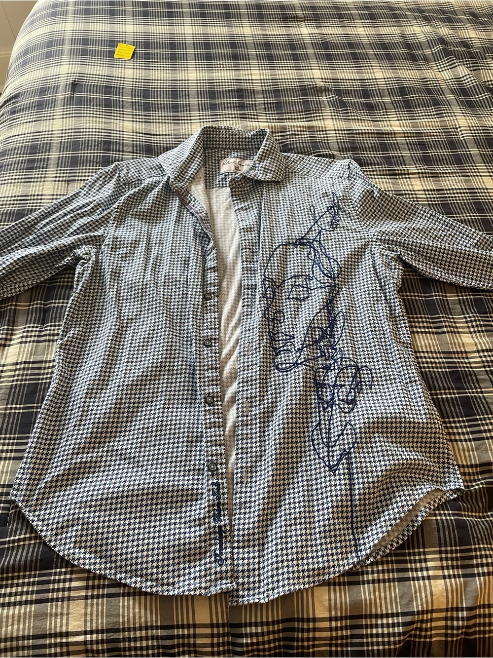 Robert Graham blue and white embroidered face button down shirt. Worn one time!